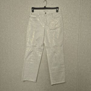 INC International Concepts White Distresed Ankle Cropped Jeans..SIZE:8/29